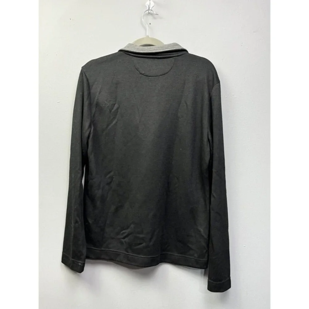 Banana Republic Mens Medium 1/4 Zip Pullover Black Grey Mock‎ Neck Sweater